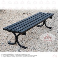 Parkbank, Sitzbank ohne Rückenlehne aus Metall mit Holz INEU