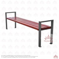 Parkbank, Sitzbank ohne Rückenlehne aus Metall mit Holz ALMIRA.B