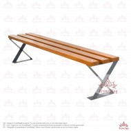 Parkbank, Sitzbank ohne Rückenlehne aus Metall mit Holz BOSTON.B