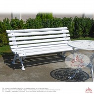 Parkbank, Sitzbank mit Rückenlehne aus Gusseisen und Holzauflage 701