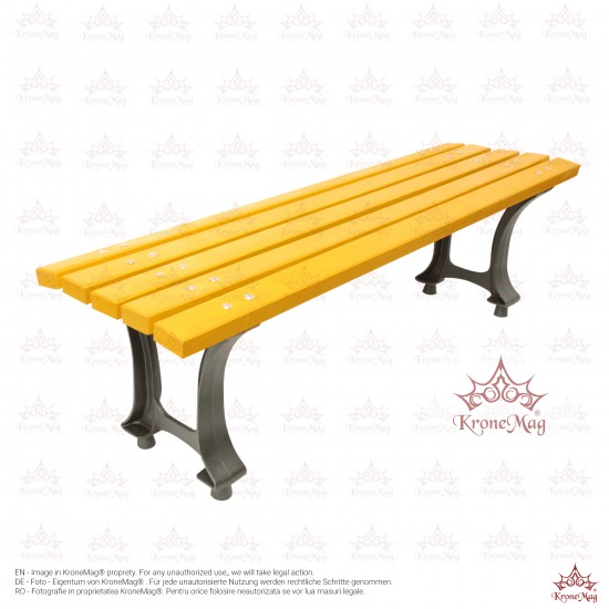 Parkbank,Sitzbank ohne Rückenlehne aus Gusseisen und Holzauflage 711