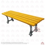 Parkbank, Sitzbank ohne Rückenlehne aus Gusseisen und Holzauflage 711