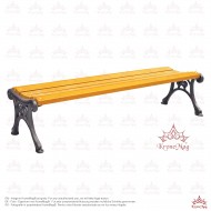 Parkbank, Sitzbank ohne Rückenlehne aus Gusseisen und Holzauflage 717