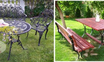 Kundenspezifische Bänke mit Tischen