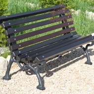 Parkbank, Sitzbank mit Rückenlehne aus Gusseisen und Holzauflage 706