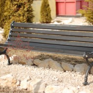 Parkbank, Sitzbank mit Rückenlehne aus Gusseisen und Holz 710