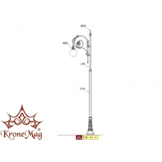 Kandelaber Mastleuchte aus Gusseisen T28-L1