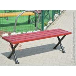 Parkbank, Sitzbank ohne Rückenlehne aus Metall mit Holz UTAH