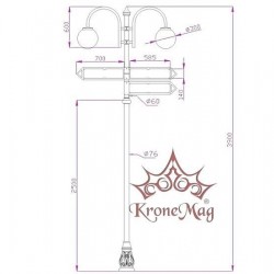 Wegweiser mit Standleuchte aus Gusseisen-Metall UNIO-M87-2C-INDICO-3
