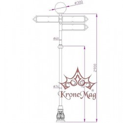 Wegweiser mit Standleuchte aus Gusseisen-Metall UNIO-M87-INDICO-3 Wegweiser mit Standleuchte aus Gusseisen-Metall UNIO-M87-INDICO-3